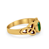 Celtic Ring Oval Bezel Simulated CZ 925 Sterling Silver