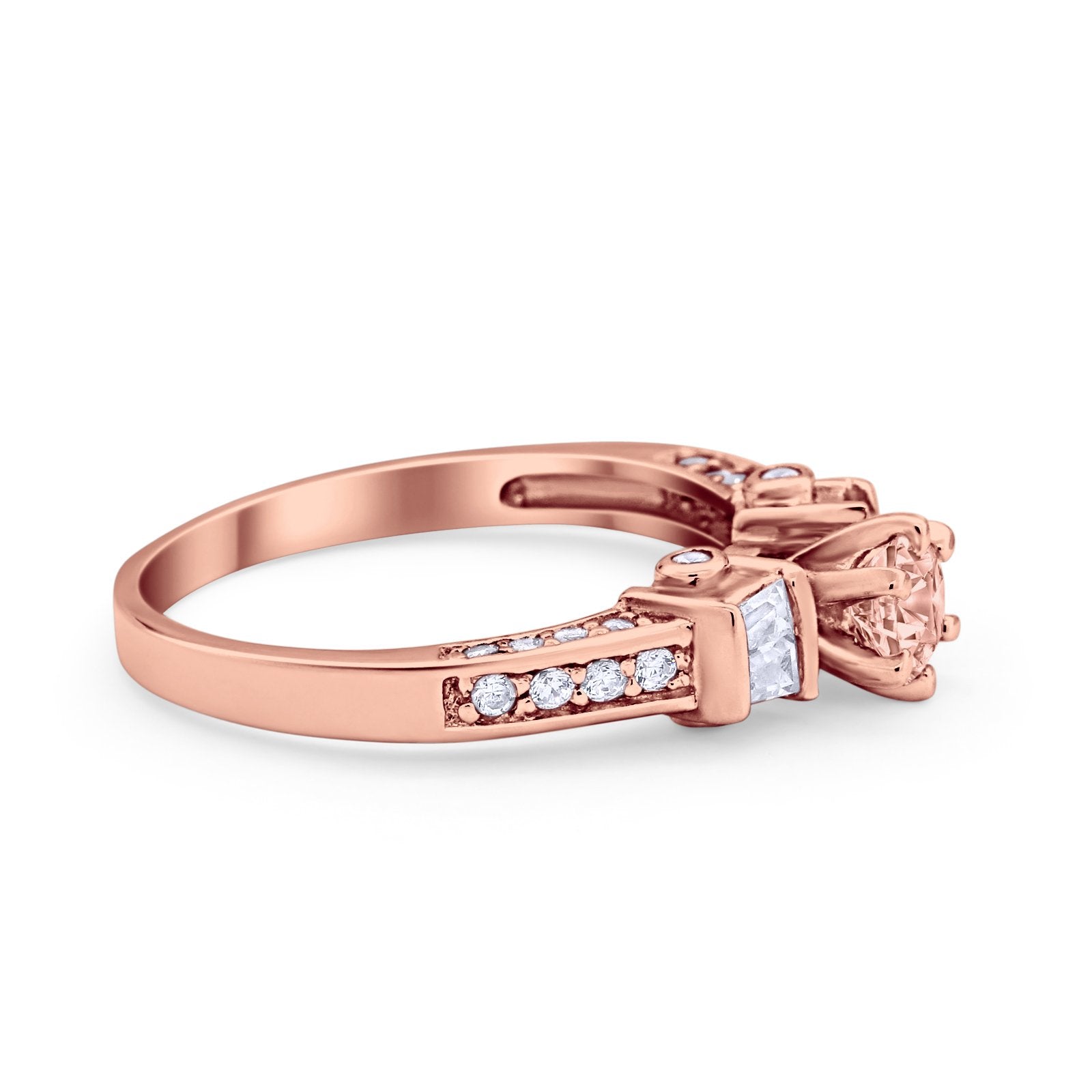 Solitaire Accent Wedding Ring Simulated Cubic Zirconia 925 Sterling Silver