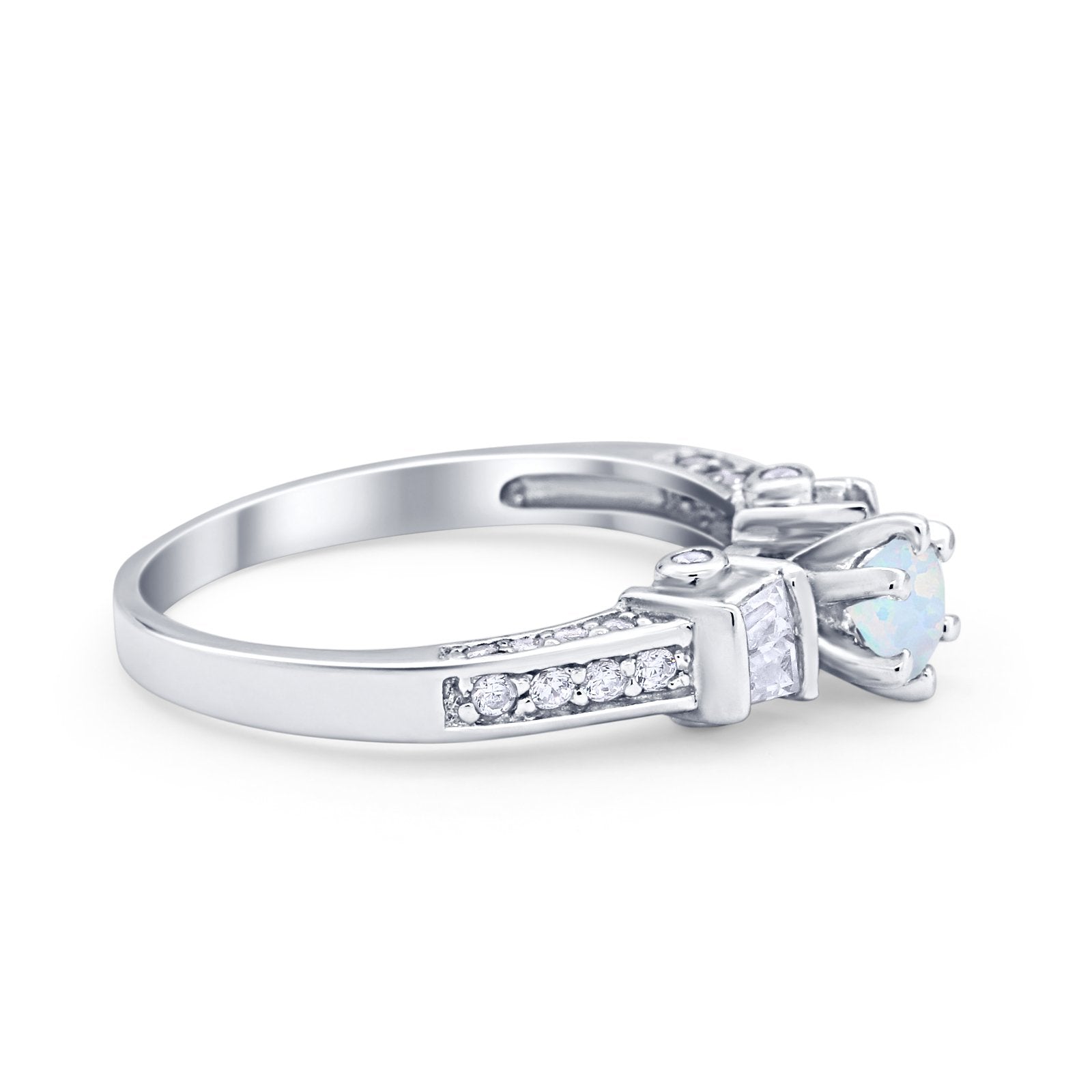 Solitaire Accent Wedding Ring Simulated Cubic Zirconia 925 Sterling Silver