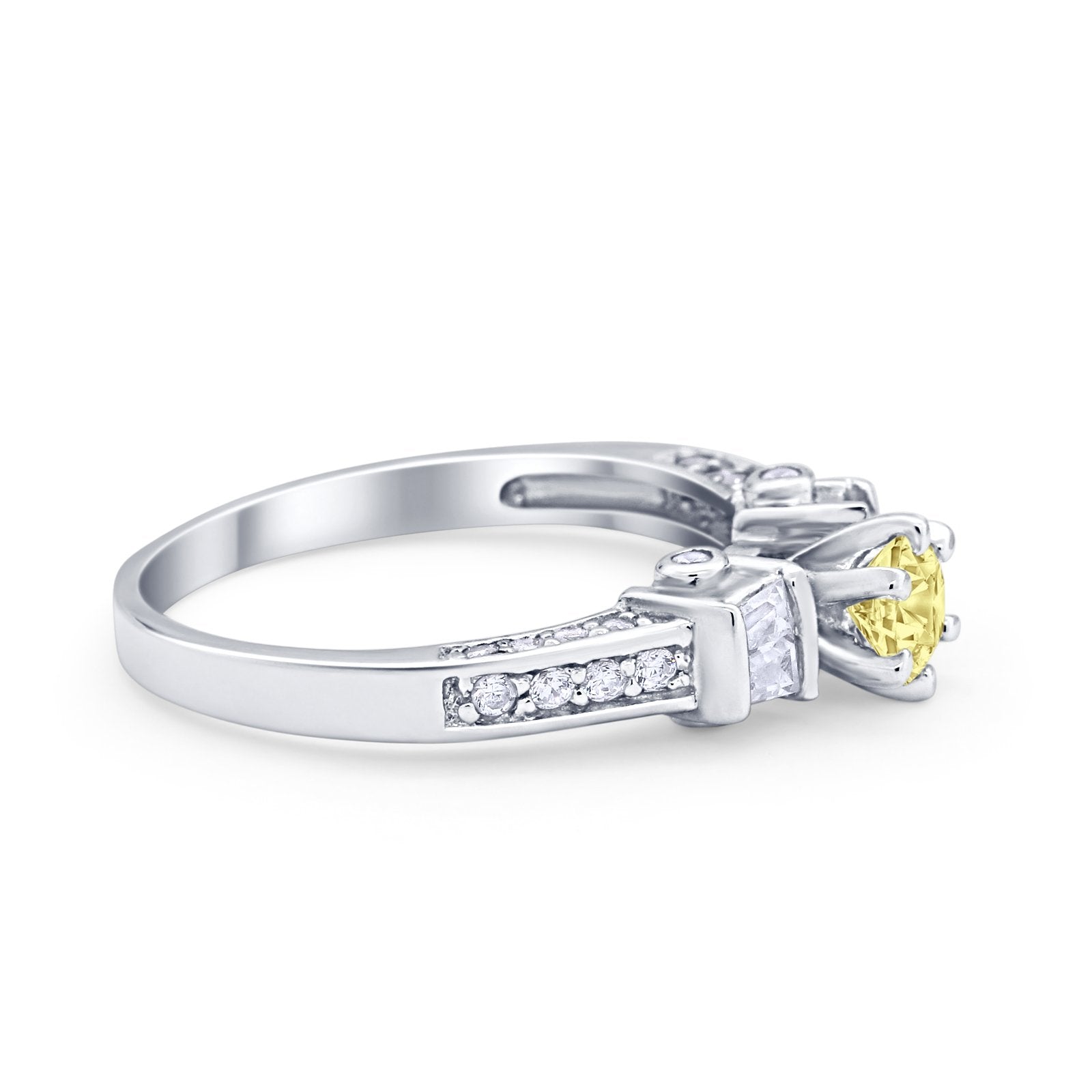 Solitaire Accent Wedding Ring Simulated Cubic Zirconia 925 Sterling Silver