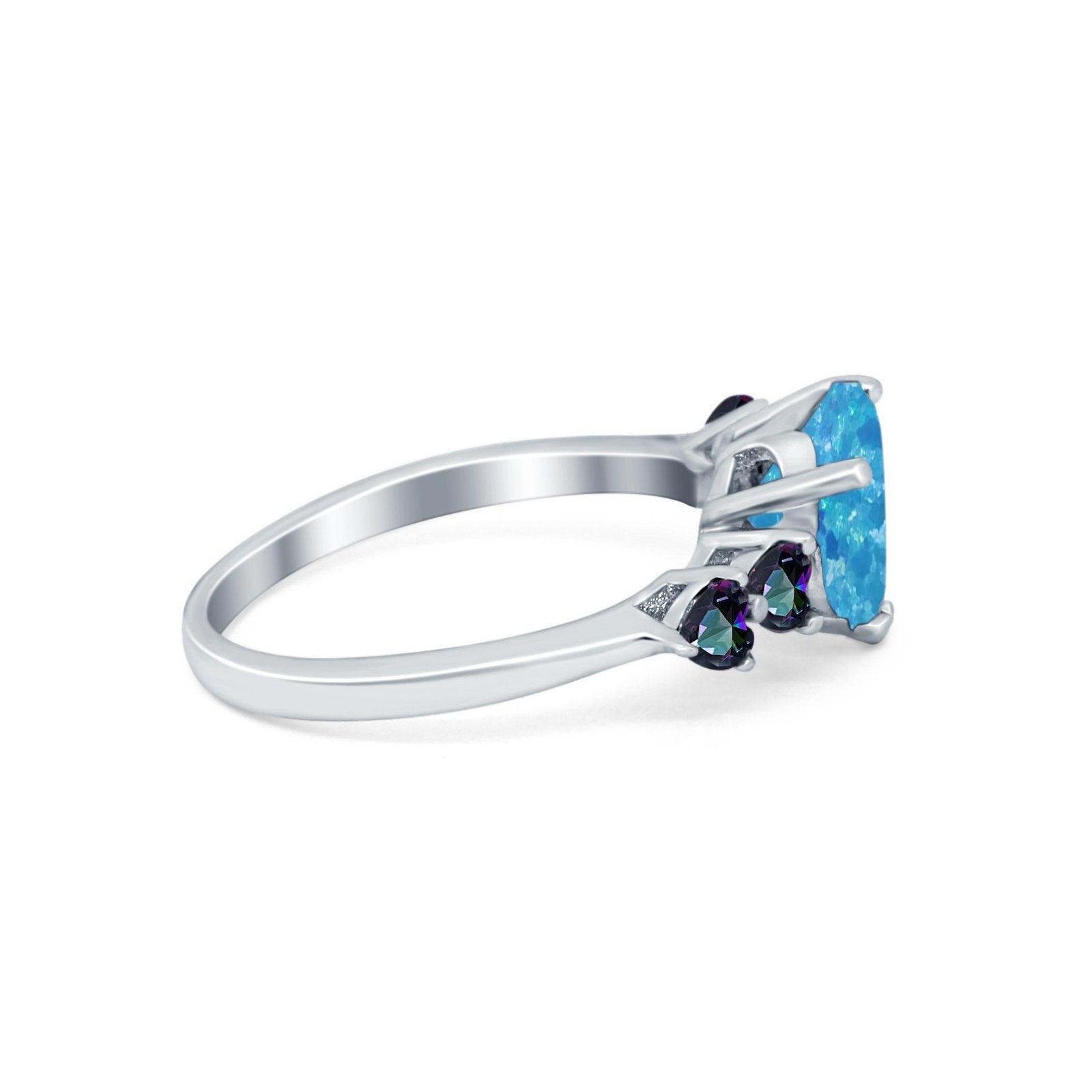 Heart Promise Wedding Ring Simulated Rainbow Cubic Zirconia 925 Sterling Silver