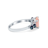 Heart Promise Wedding Ring Simulated Rainbow Cubic Zirconia 925 Sterling Silver