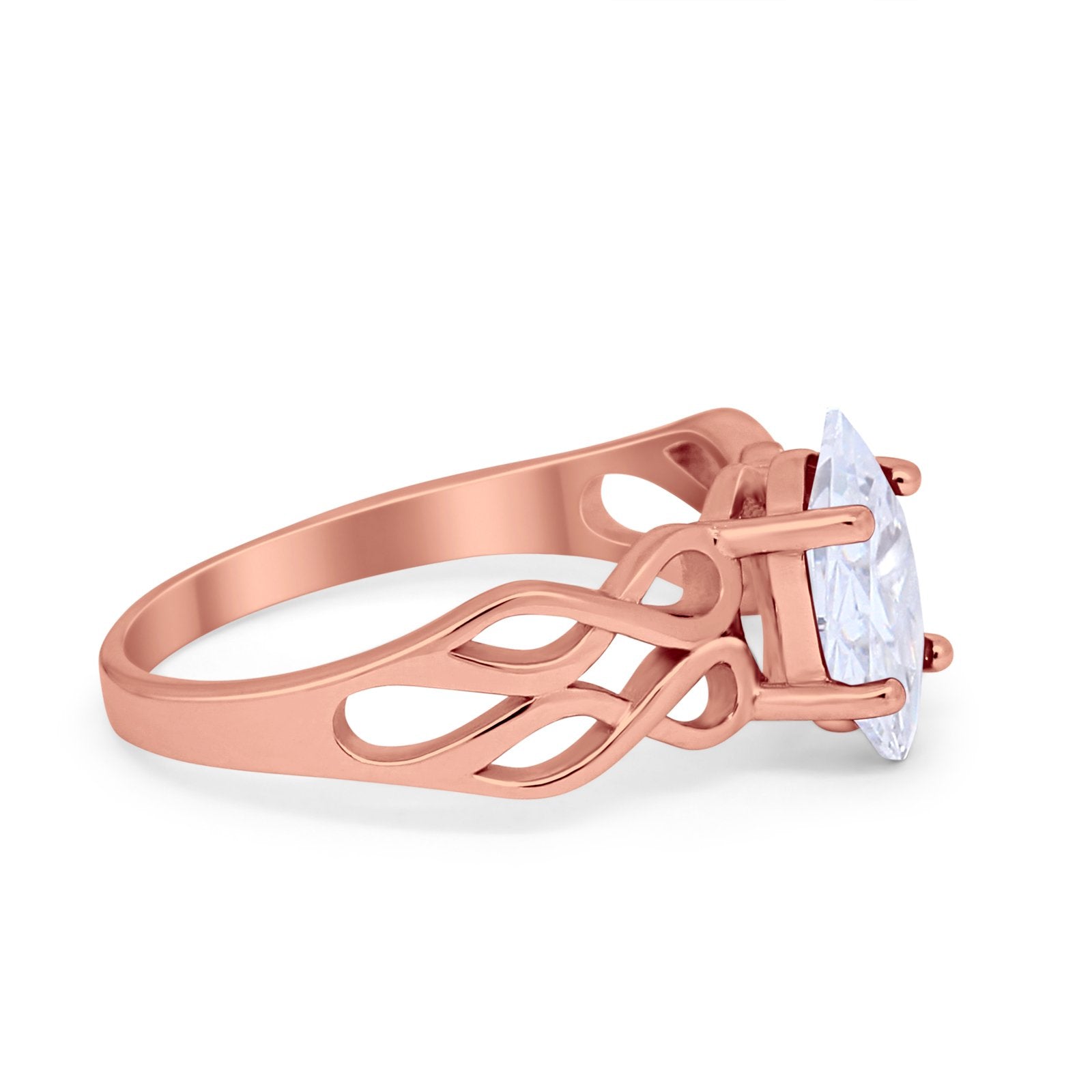 Marquise Simulated Cubic Zirconia Infinity Shank Ring 925 Sterling Silver