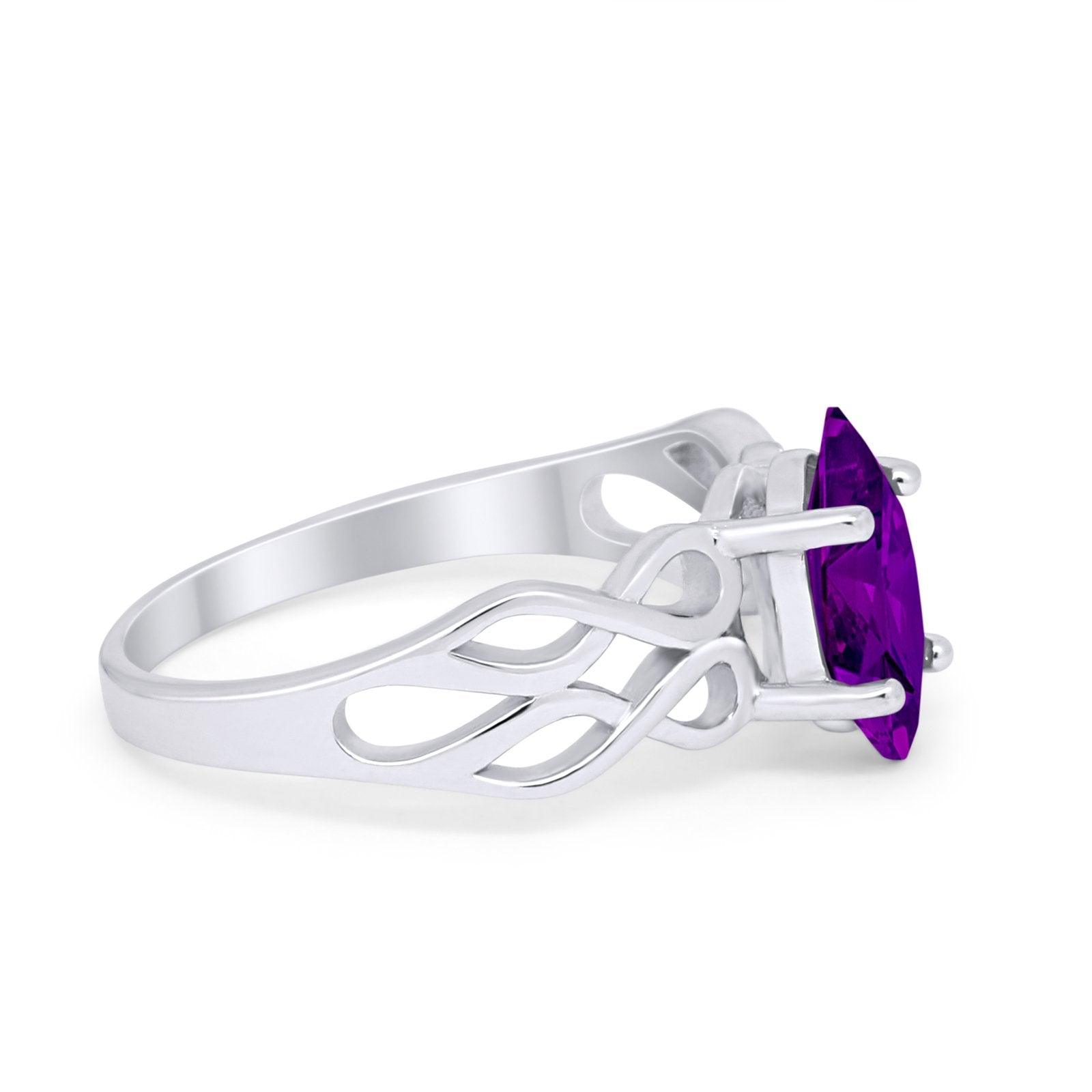 Marquise Simulated Cubic Zirconia Infinity Shank Ring 925 Sterling Silver