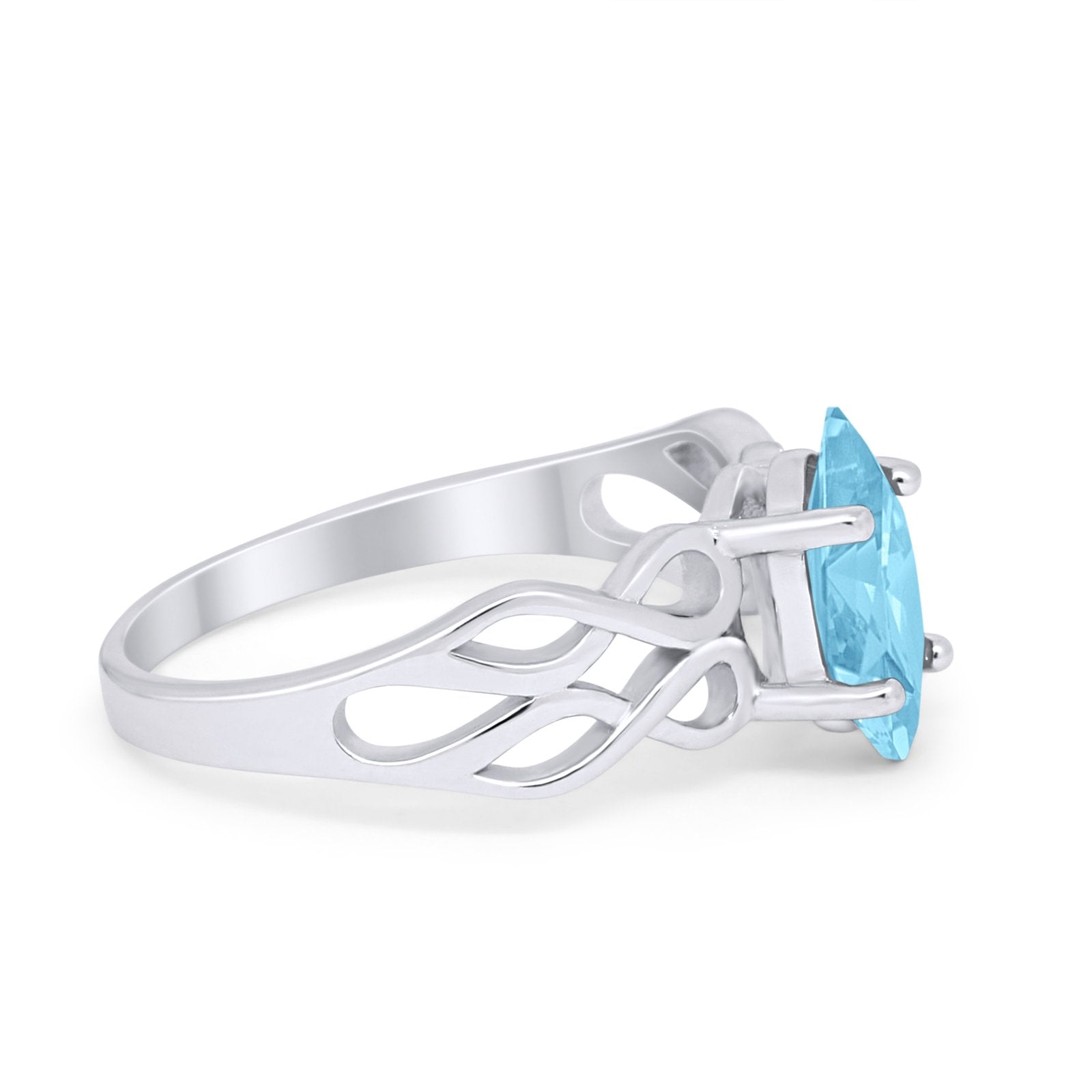Marquise Simulated Cubic Zirconia Infinity Shank Ring 925 Sterling Silver