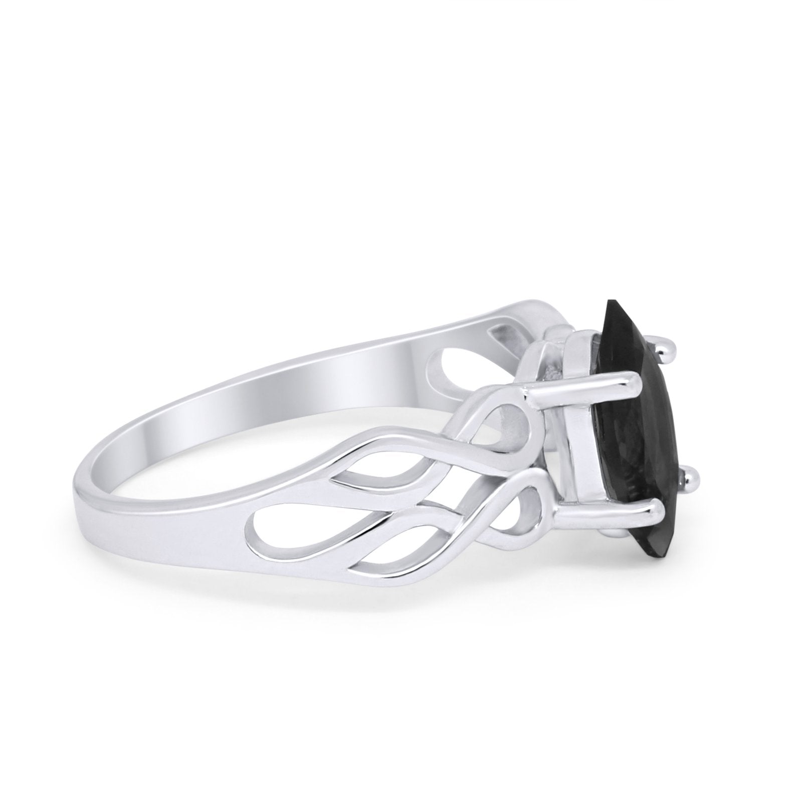 Marquise Simulated Cubic Zirconia Infinity Shank Ring 925 Sterling Silver