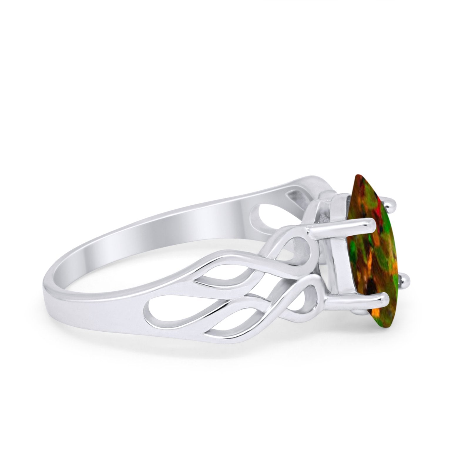 Marquise Simulated Cubic Zirconia Infinity Shank Ring 925 Sterling Silver