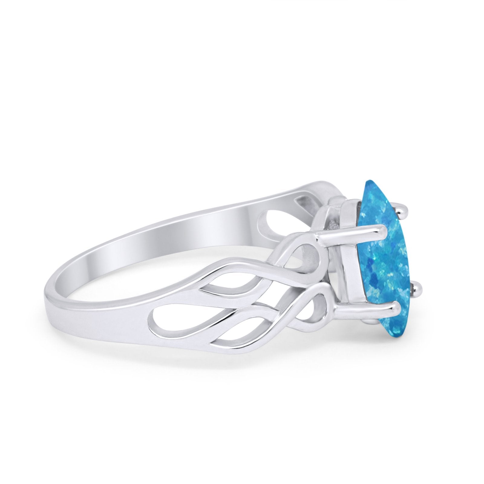 Marquise Simulated Cubic Zirconia Infinity Shank Ring 925 Sterling Silver
