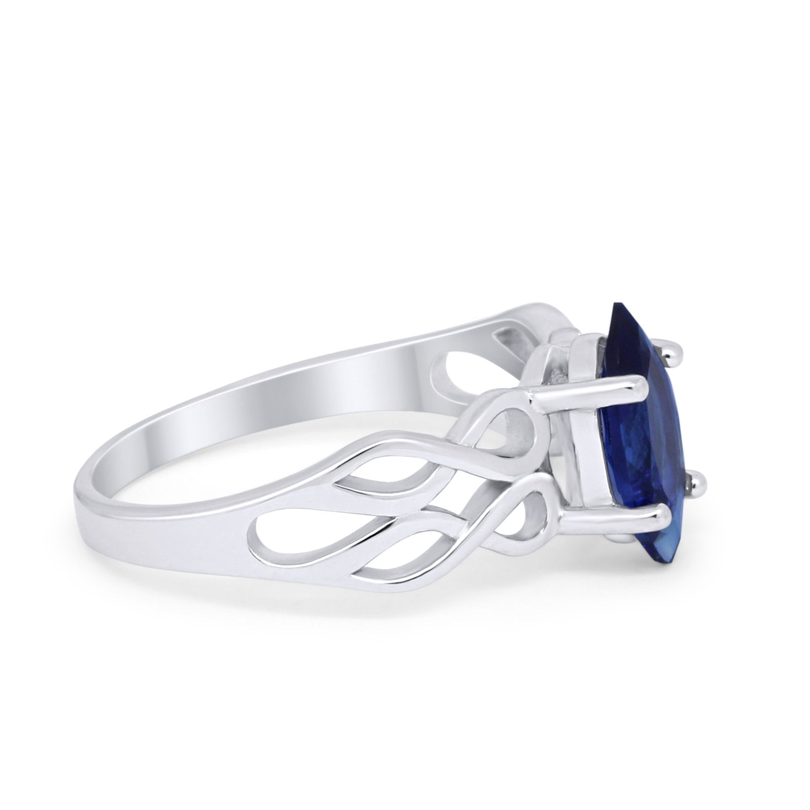 Marquise Simulated Cubic Zirconia Infinity Shank Ring 925 Sterling Silver
