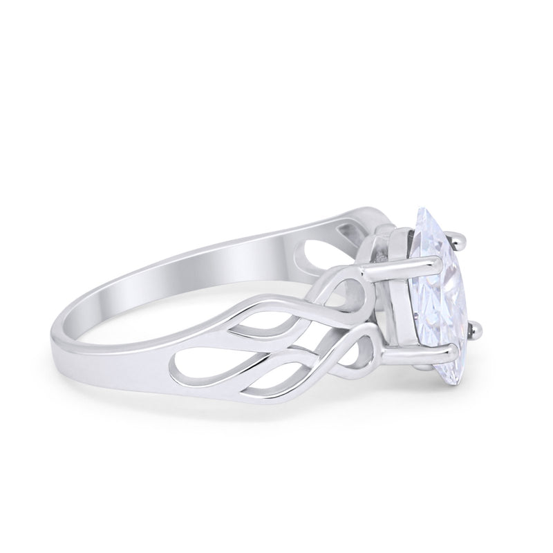 Marquise Simulated Cubic Zirconia Infinity Shank Ring 925 Sterling Silver