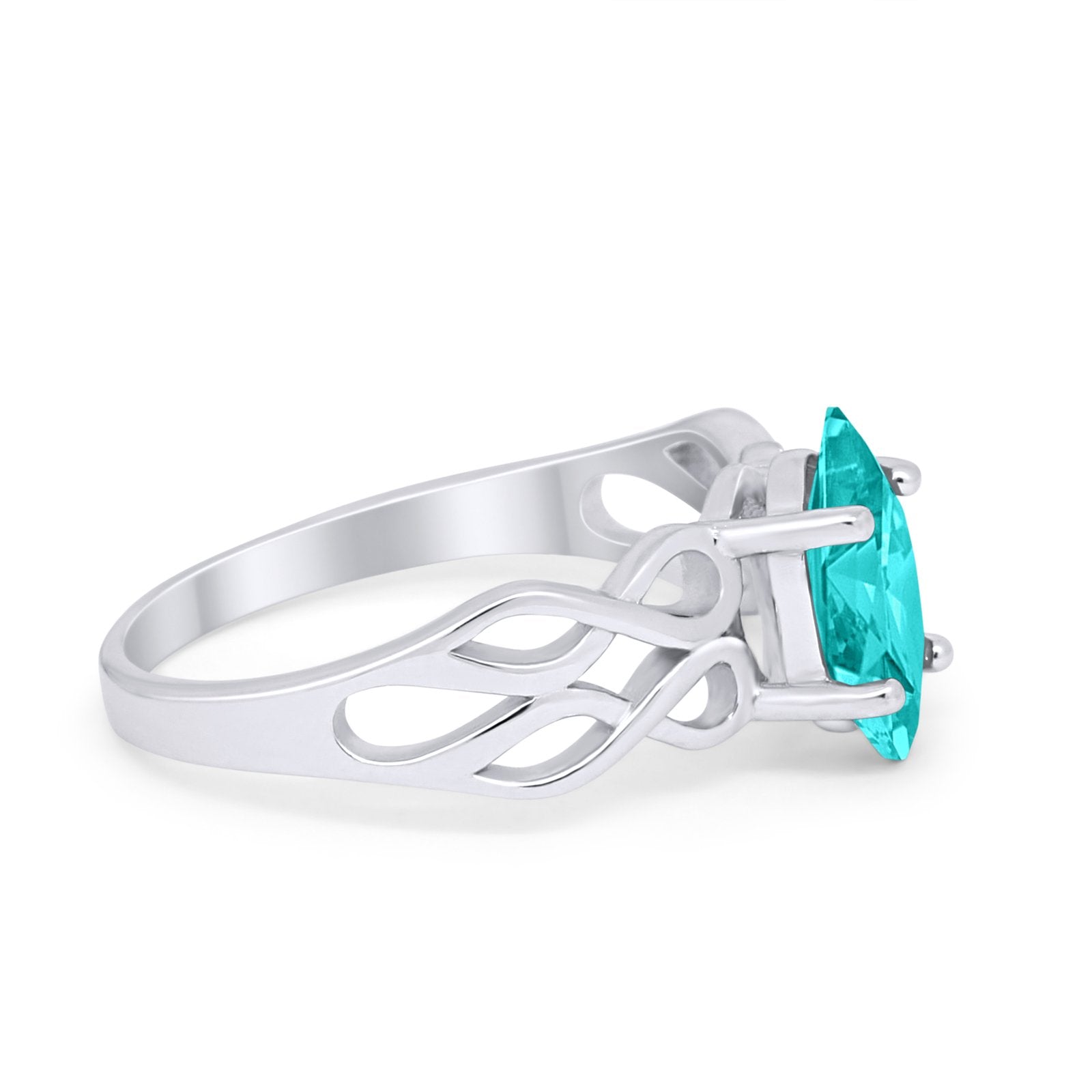 Marquise Simulated Cubic Zirconia Infinity Shank Ring 925 Sterling Silver