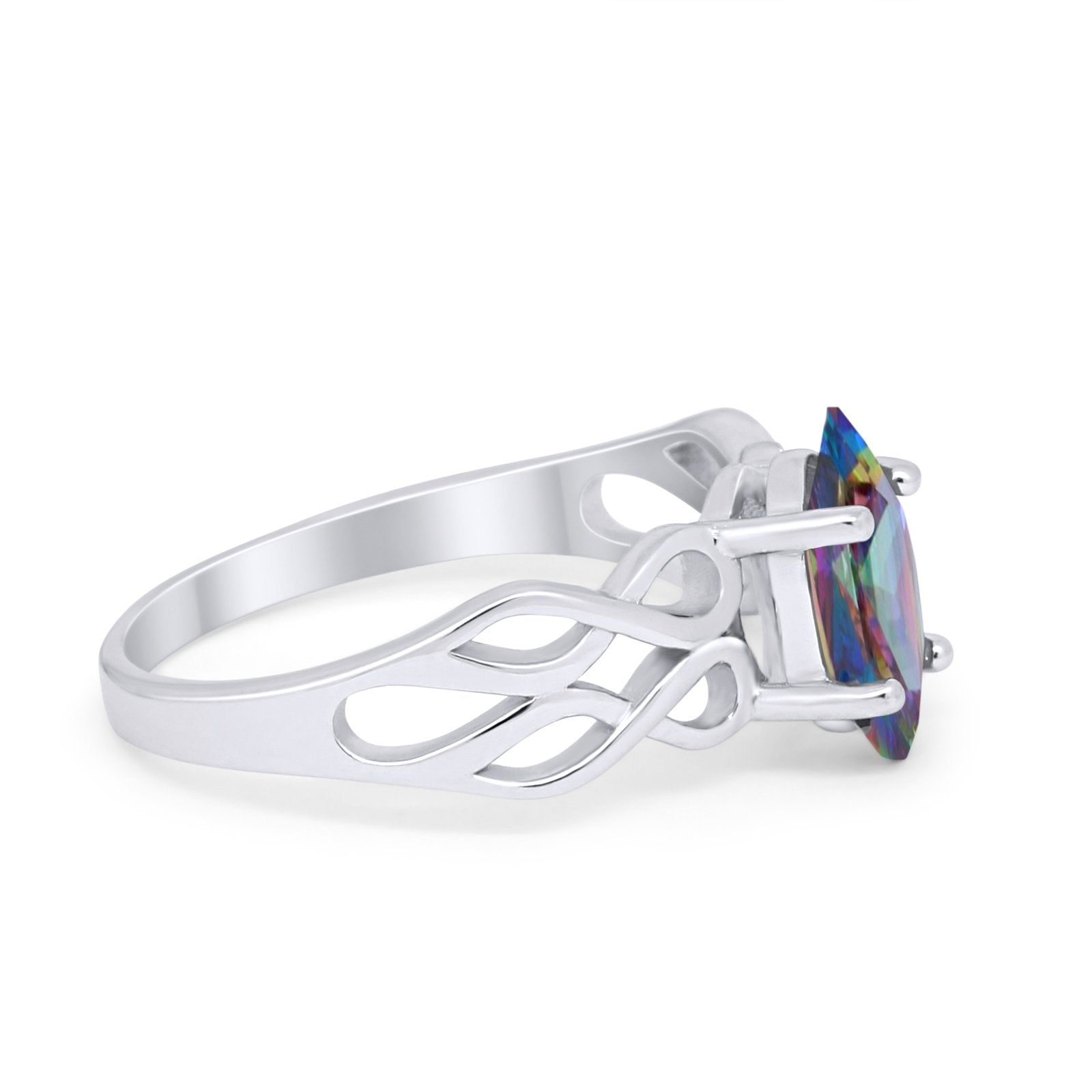 Marquise Simulated Cubic Zirconia Infinity Shank Ring 925 Sterling Silver