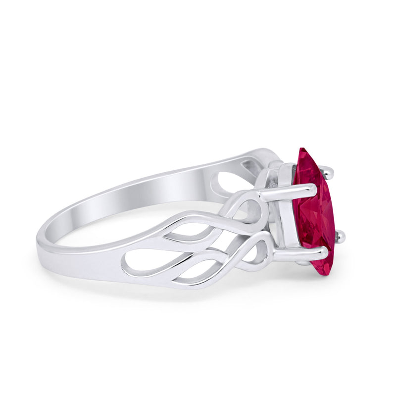 Marquise Simulated Cubic Zirconia Infinity Shank Ring 925 Sterling Silver
