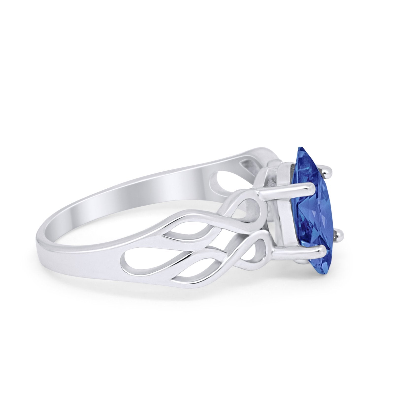 Marquise Simulated Cubic Zirconia Infinity Shank Ring 925 Sterling Silver