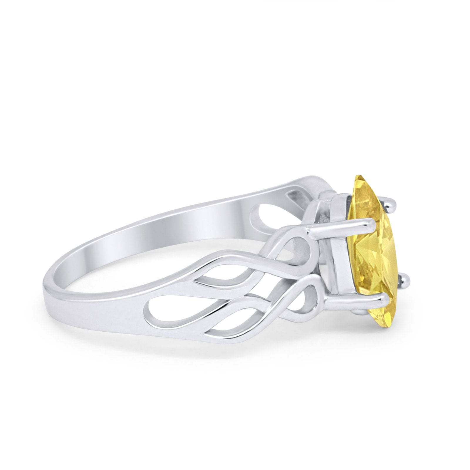 Marquise Simulated Cubic Zirconia Infinity Shank Ring 925 Sterling Silver