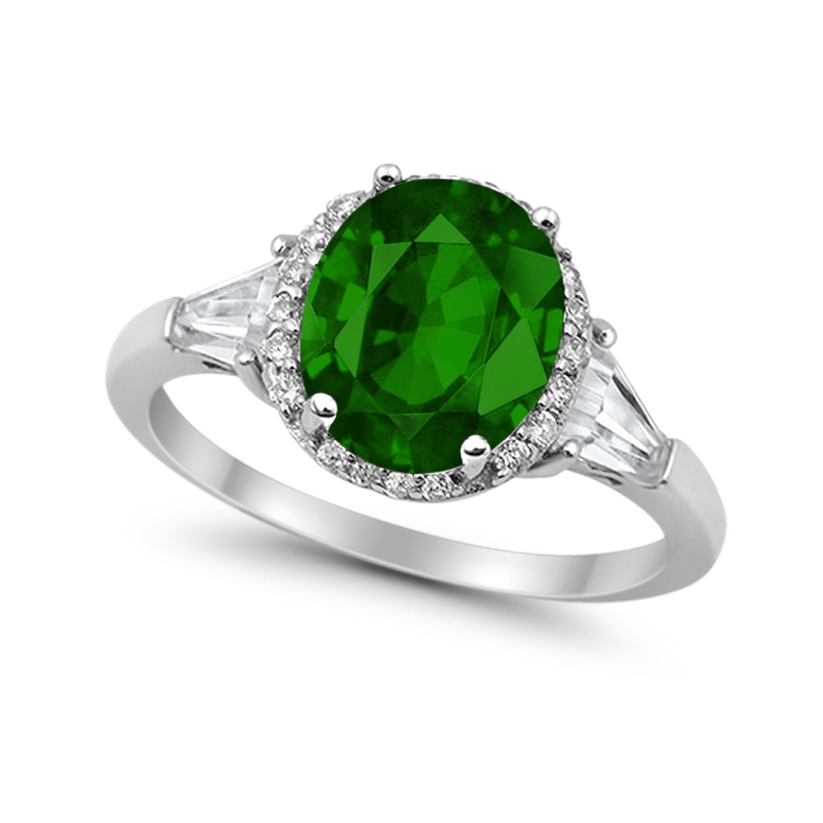 Cocktail Halo Wedding Ring Simulated Cubic Zirconia 925 Sterling Silver