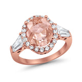 Halo Fashion Ring Round Baguette Simulated CZ 925 Sterling Silver