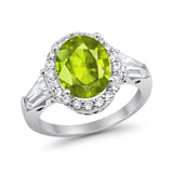 Halo Fashion Ring Round Baguette Simulated CZ 925 Sterling Silver