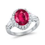 Halo Fashion Ring Round Baguette Simulated CZ 925 Sterling Silver