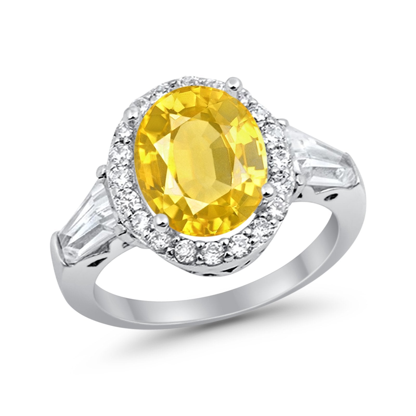 Halo Fashion Ring Round Baguette Simulated CZ 925 Sterling Silver