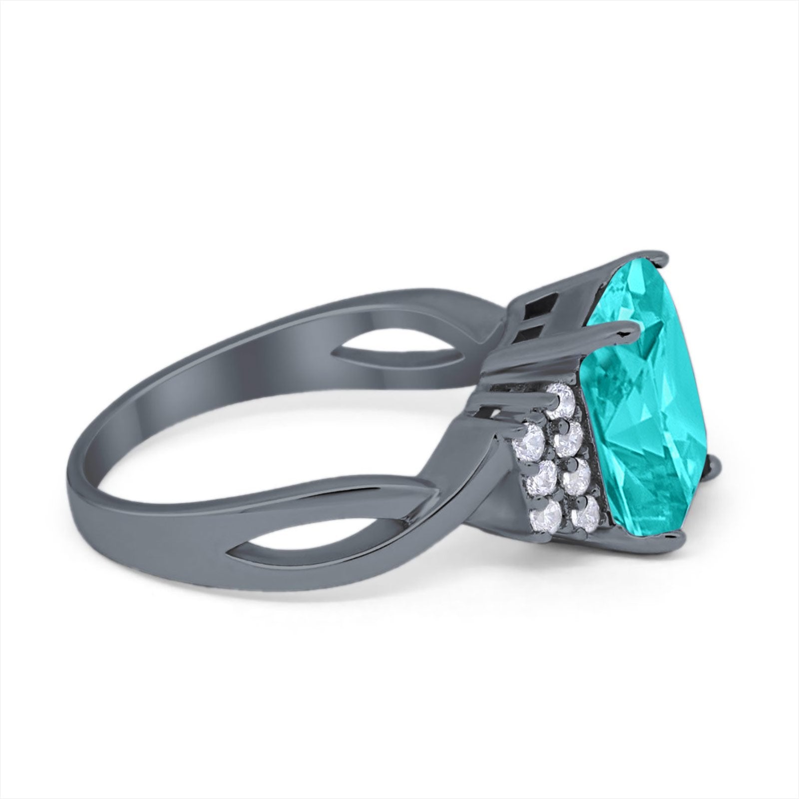 Wedding Ring Emerald Cut Simulated Cubic Zirconia 925 Sterling Silver