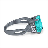 Wedding Ring Emerald Cut Simulated Cubic Zirconia 925 Sterling Silver