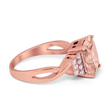 Wedding Ring Emerald Cut Simulated Cubic Zirconia 925 Sterling Silver