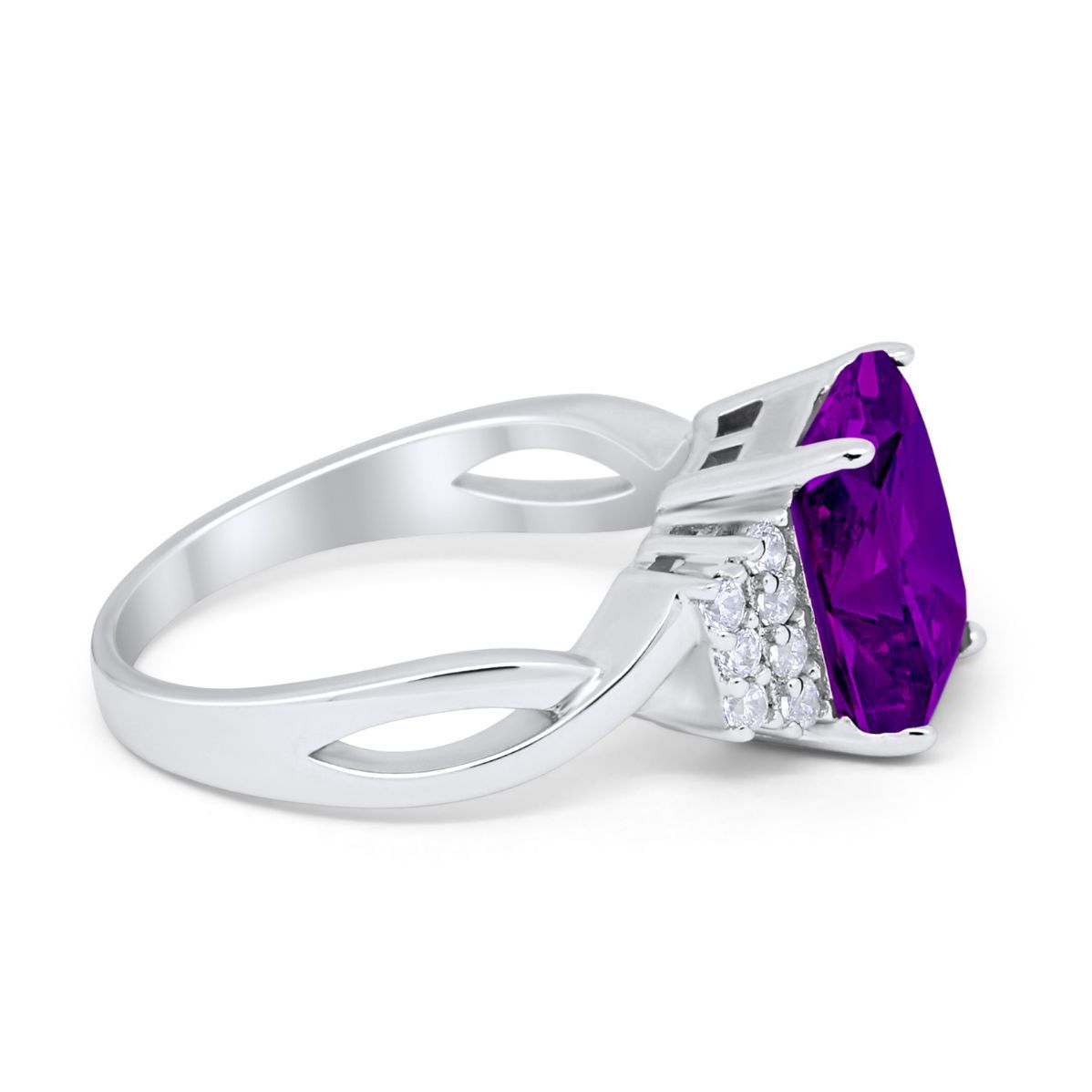 Wedding Ring Emerald Cut Simulated Cubic Zirconia 925 Sterling Silver