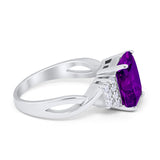 Wedding Ring Emerald Cut Simulated Cubic Zirconia 925 Sterling Silver
