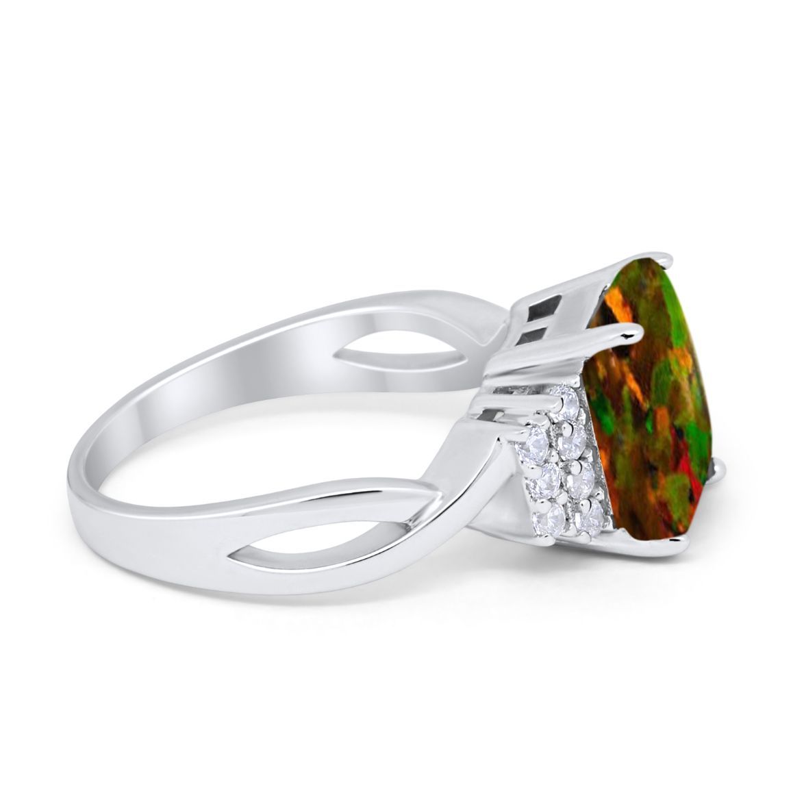 Wedding Ring Emerald Cut Simulated Cubic Zirconia 925 Sterling Silver