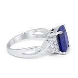 Wedding Ring Emerald Cut Simulated Cubic Zirconia 925 Sterling Silver