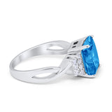 Wedding Ring Emerald Cut Simulated Cubic Zirconia 925 Sterling Silver