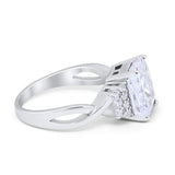 Wedding Ring Emerald Cut Simulated Cubic Zirconia 925 Sterling Silver