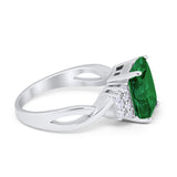 Wedding Ring Emerald Cut Simulated Cubic Zirconia 925 Sterling Silver