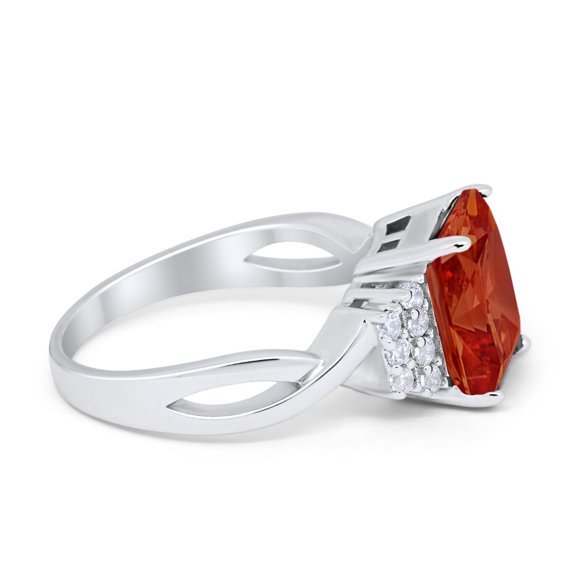 Wedding Ring Emerald Cut Simulated Cubic Zirconia 925 Sterling Silver