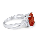 Wedding Ring Emerald Cut Simulated Cubic Zirconia 925 Sterling Silver