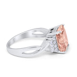 Wedding Ring Emerald Cut Simulated Cubic Zirconia 925 Sterling Silver