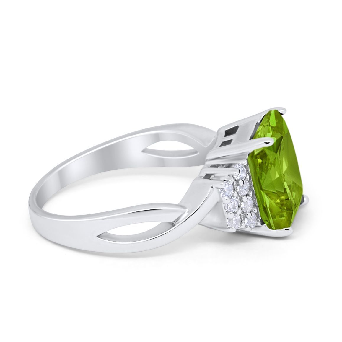 Wedding Ring Emerald Cut Simulated Cubic Zirconia 925 Sterling Silver