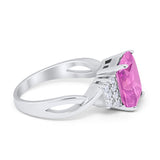 Wedding Ring Emerald Cut Simulated Cubic Zirconia 925 Sterling Silver