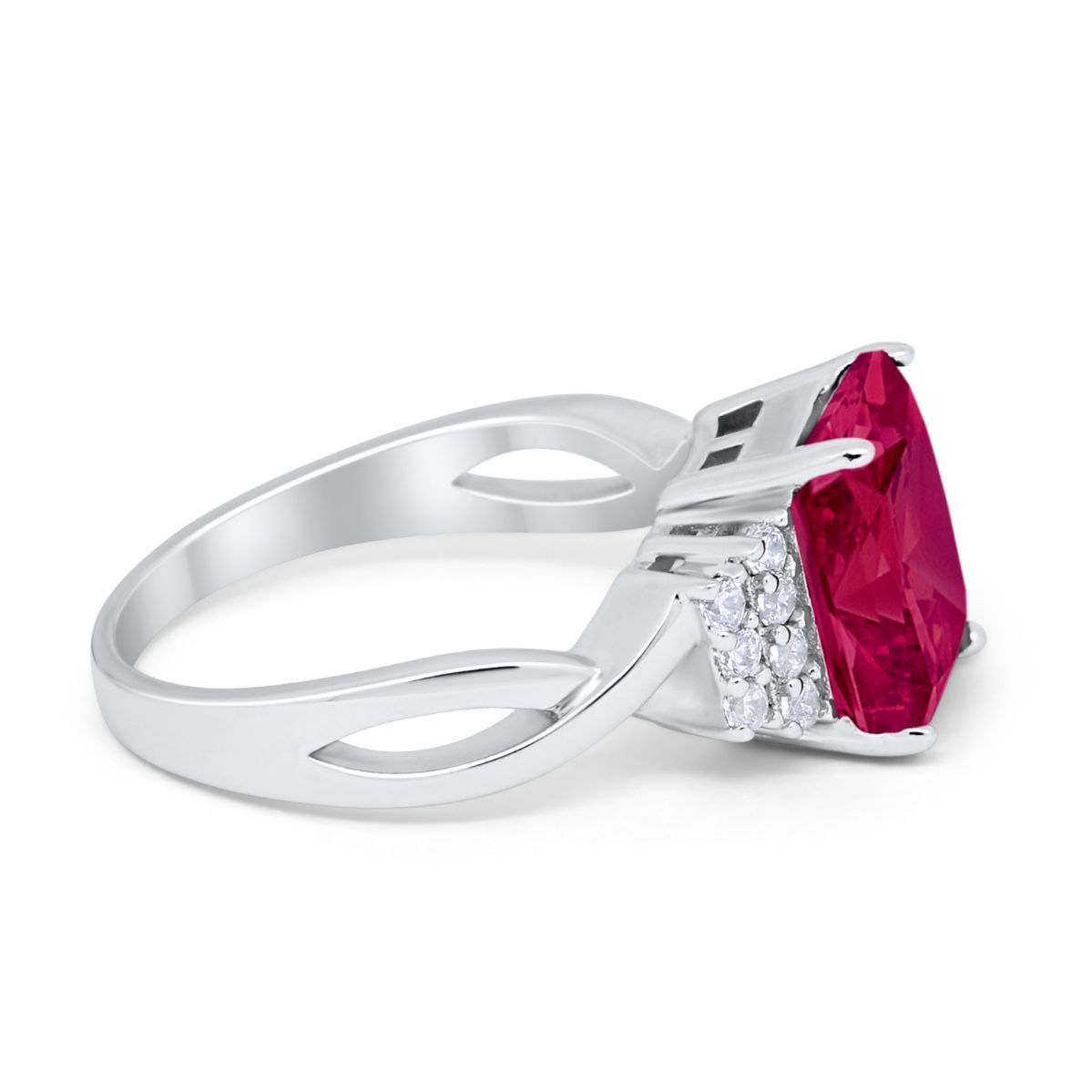 Wedding Ring Emerald Cut Simulated Cubic Zirconia 925 Sterling Silver