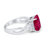 Wedding Ring Emerald Cut Simulated Cubic Zirconia 925 Sterling Silver