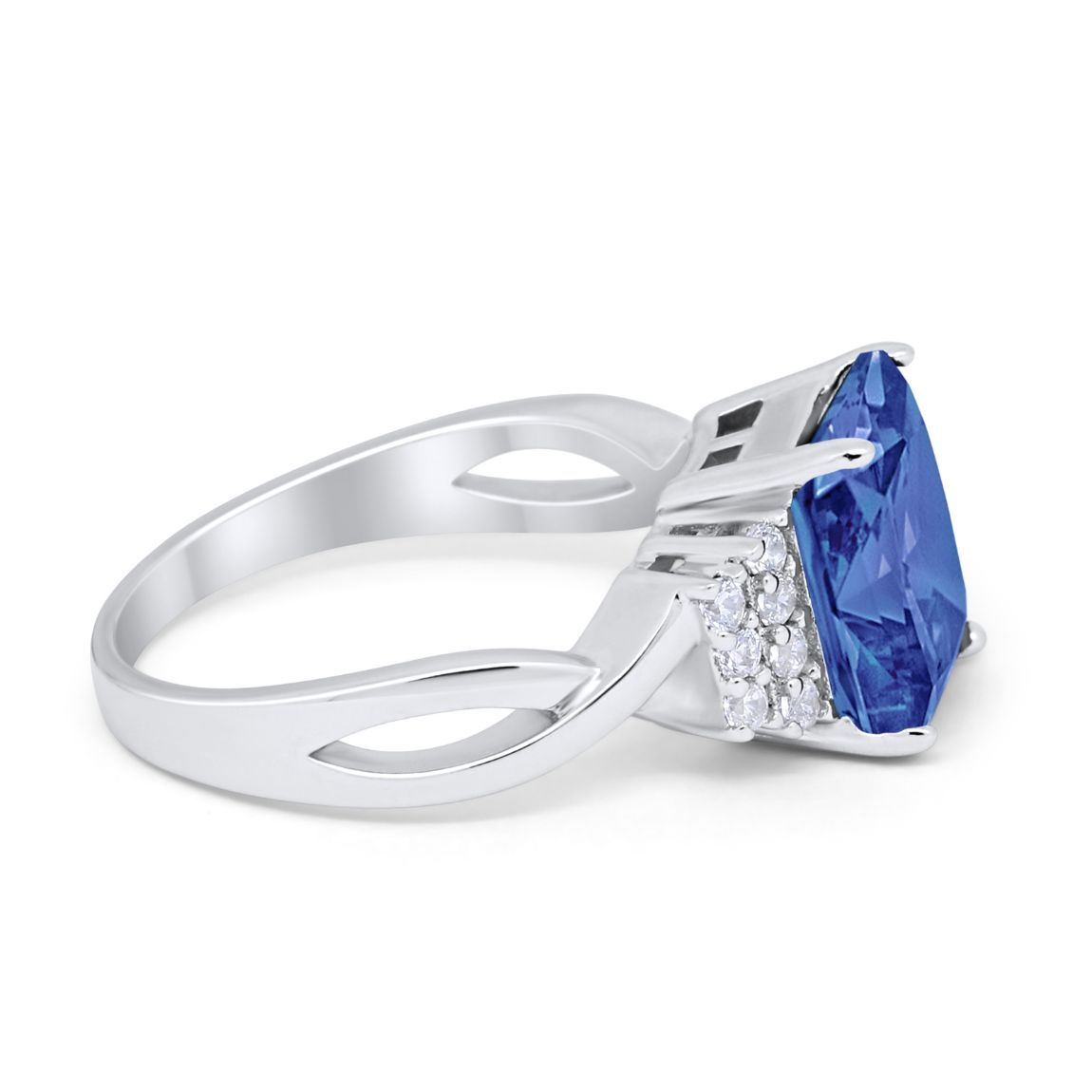 Wedding Ring Emerald Cut Simulated Cubic Zirconia 925 Sterling Silver