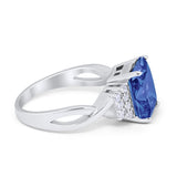 Wedding Ring Emerald Cut Simulated Cubic Zirconia 925 Sterling Silver