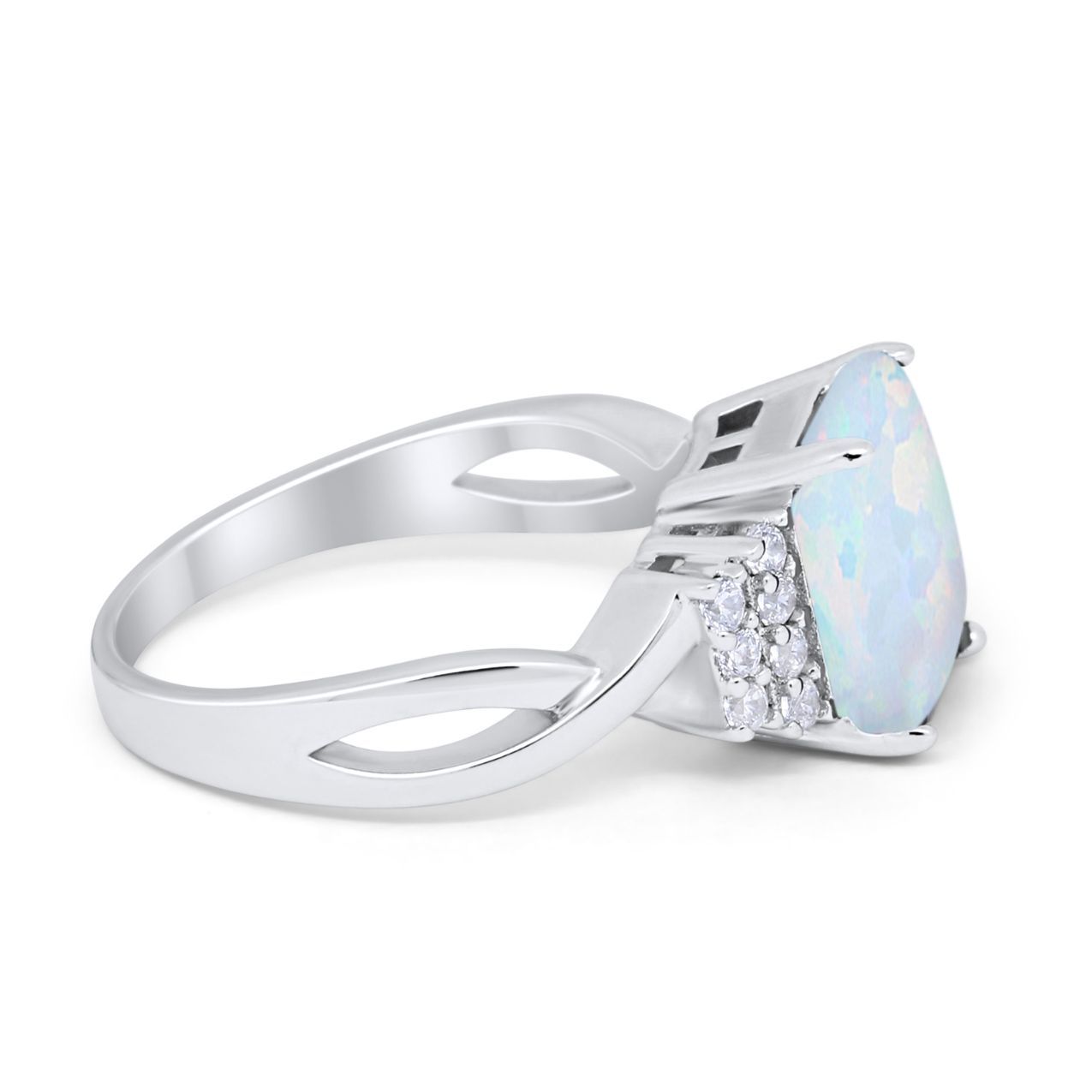 Wedding Ring Emerald Cut Simulated Cubic Zirconia 925 Sterling Silver