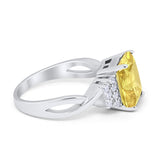 Wedding Ring Emerald Cut Simulated Cubic Zirconia 925 Sterling Silver