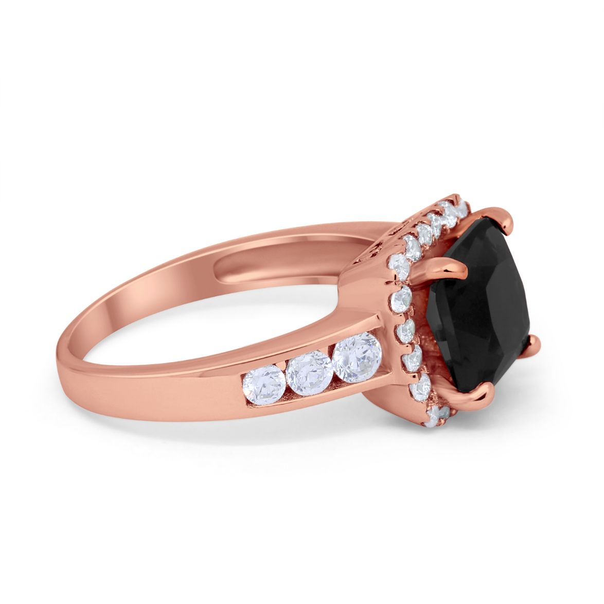 Halo Solitaire Accent Wedding Ring Simulated Cubic Zirconia 925 Sterling Silver