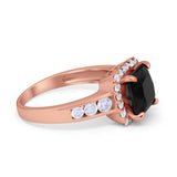 Halo Solitaire Accent Wedding Ring Simulated Cubic Zirconia 925 Sterling Silver