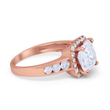 Halo Solitaire Accent Wedding Ring Simulated Cubic Zirconia 925 Sterling Silver
