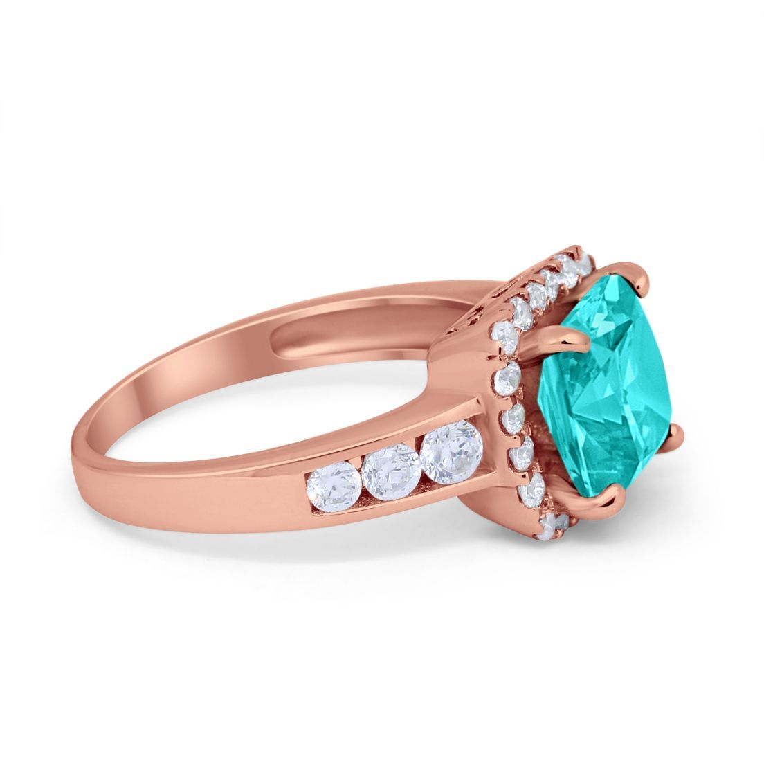 Halo Solitaire Accent Wedding Ring Simulated Cubic Zirconia 925 Sterling Silver