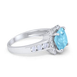 Halo Solitaire Accent Wedding Ring Simulated Cubic Zirconia 925 Sterling Silver